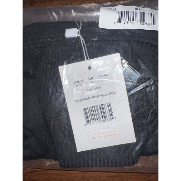 Andie Swim The Banded Cheeky Rib Bikini Bottom Stretch Black Medium NWTS New E - Picture 4 of 4